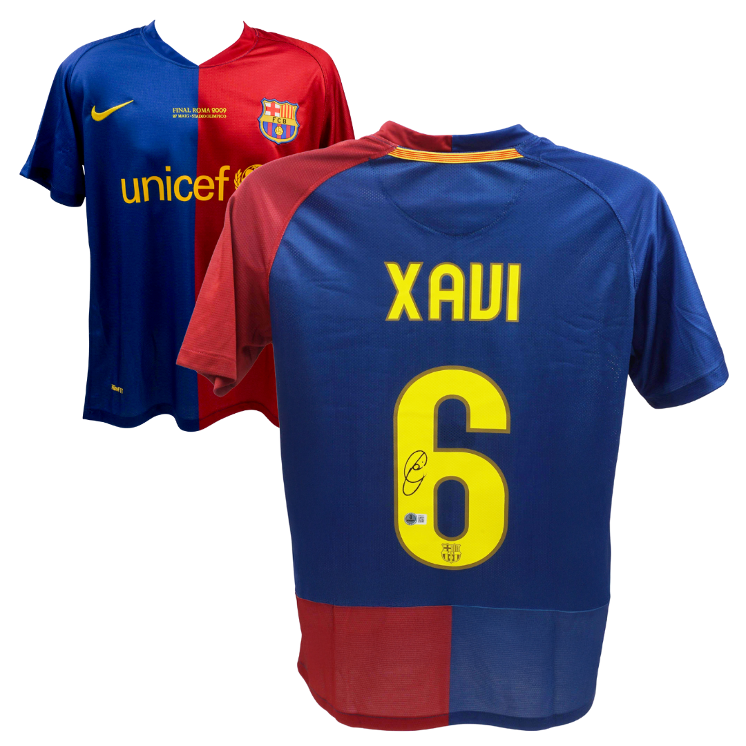 Xavi Hernandez Signed Barcelona 2009 UCL Final Soccer Jersey #6 Xavi Hernandez Signed Barcelona 2009 UCL Final Soccer Jersey #6
