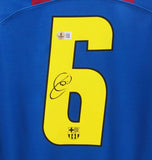 Xavi Hernandez Signed FC Barcelona Home Soccer Jersey #6 with Beckett COA